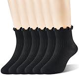 Saracat Age 3-10 Girls 100% Cotton Ruffle Socks, Cute Soft Breathable Frilly Dress Socks for Girls