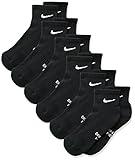 NIKE Kids' Unisex Everyday Cushioned Ankle Socks (6 Pairs), Black/White, Medium