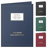 The Gallery Collection, 50 Count, Blue, Income Tax Return Pocket Folders, Gold Foil with Customizable Labels, for Tax Professionals (9 x 12)