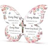 Christian Gifts for Women Faith, Butterfly Acrylic Plaque Sign, Religious Gifts for Women on Mothers Day Birthday Christmas, Spiritual Present for Female Friend Family, 5x3.8x0.5 Inch - Pink