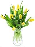 Blooms2Door PRIME NEXT DAY DELIVERY - Mother’s Day Collection - - 10 Yellow Tulips with Vase Fresh.Gift for Birthday, Sympathy, Anniversary, Easter, Mother’s Day Fresh Flowers