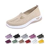 Orthopedic Shoes for Women, Women Wide Width Breathable Walking Comfortable Slip on Sneakers, Non Slip Food Service Lightweight Sneaker, Nurse Shoes Arch Support Sneakers 5.5 1-Khaki