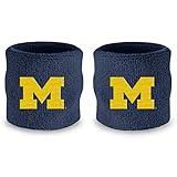 University of Michigan Wrist Sweatbands - Athletic Cotton Terry Cloth Wrist Bands for School Basketball, Tennis, Football, Baseball (Pair)