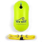 New Wave Swim Bubble for Open Water Swimmers and Triathletes - Be Bright, Be Seen & Be Safer with New Wave While Swimming Outdoors with This Safety Swim Buoy Tow Float (Fluo Green)