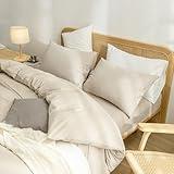 BESTOUCH Cooling Cover for Weighted Blankets 100% Washed Cotton Linen Feel Super Soft Comfortable Chic Breathable Blanket Cover (Almond Milk Grey, 60"x80")