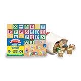 Melissa & Doug Deluxe ABC/123 1-Inch Blocks Set With Storage Pouch (50 pcs) - Letters And Numbers/ABC Classic Wooden Blocks For Toddlers And Kids Ages 2+