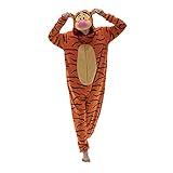 COSUSKET Snug Fit Unisex Adult Tigger Onesie Pajamas, Flannel Cosplay Animal One Piece Halloween Costume Sleepwear Homewear Orange