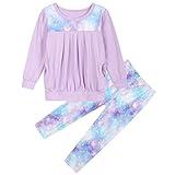 Goodstoworld Fall Clothes for 2 Year Old Toddler Girls Long Sleeve Winter Tops Clothes for Girls Light Purple Long Galaxy Sweatpants 3t Outfits