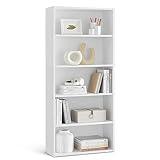 VASAGLE Bookshelf, 23.6 Inches Wide, 5-Tier Open Bookcase with Adjustable Storage Shelves, Floor Standing Unit, Cloud White ULBC165T14