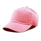 The Hat Depot Kids Washed Low Profile Cotton and Denim Plain Baseball Cap Hat (2-5 yrs, Light Pink)