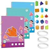 Pull String 3D Geometry Learning Book, Koyoata 3D Geometry Learning Book with Braided Rope Design Teach Volume and Surface Area Formulas, Teach Volume & Surface Area Formulas (Set of 3)