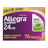 Allegra Adult 24-Hour Allergy Relief Tablets, Non-Drowsy Indoor and Outdoor Allergy Medicine, 180 mg Fexofenadine HCI Antihistamine Pill, 70-Count