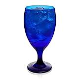 Libbey Premiere Cobalt Iced Tea Glasses, Stylish Cobalt Blue Drinking Glasses Set of 12, Dishwasher Safe Stemmed Water Goblets for Parties and More