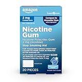 Amazon Basic Care Coated Nicotine Gum, 2 mg, Ice Mint Flavor, Stop Smoking Aid, 20 Count