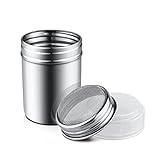 1Pcs Stainless Steel Powder Sugar Shaker Duster with Lid, Fine Mesh Shaker Powder Cans for baking soda Cocoa Cornstarch Coffee Flour ect