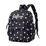 MT WORLD Floral Toddler Backpack Personalized Daycare Backpack Little Girls Daypack with Flower Custom Bookbag Gifts with Embroidered Name for School Overnigtht Daily Activities (Black)