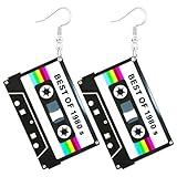 Mintolex 70s 80s 90s Earrings for Women Retro Cassette Tape Earring Acrylic Radio Tape Drop Dangle Earrings for Cosplay Glow Party Music Festival 70s 80s 90s Accessories, BEST OF 1980s Black