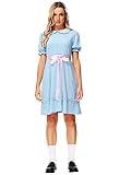 Halloween Twins Costume for Women Creepy Dolls Cosplay Scary Family Party Blue Lolita Dress L