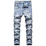 Men's Ripped Jeans Slim Fit Jeans for Men Ripped Jeans for Men Denim Slim Fit Straight Leg Distressed Destroyed Pants Mens Jeans with Hole Men's Athletic-Fit Stretch Jean