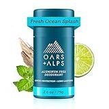 Oars + Alps Deodorant for Men & Women, Aluminum Free Deodorant for Men, Dermatologist Tested, Clean Ingredients, Non Toxic, Vegan, Long Lasting, Odor Protection, Fresh Ocean Splash, 1pk, 2.6oz