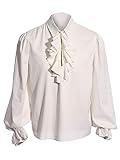 Bbalizko Mens Pirate Shirt Ruffle Victorian Renaissance Steampunk Vampire Poet Shirts Gothic Medieval Costume White