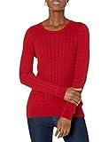 Amazon Essentials Women's Lightweight Long-Sleeve Cable Crewneck Sweater (Available in Plus Size), Red, X-Large