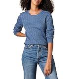 Amazon Essentials Women's Lightweight Long-Sleeve Cable Crewneck Sweater (Available in Plus Size), Blue Heather, Medium