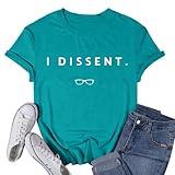 VQD RBG Tshirts for Women Human Rights Equality Shirts I Dissent Tee Tops Cyan