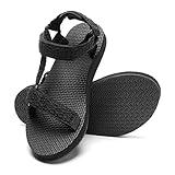 WateLves Womens-Sport-Sandals Outdoor Hiking Sandals with-Arch-Support Comfortable Webbing-Water-Athletic Beach-Sandals for Travel-Walking-Trekking-Camping(Black,38)
