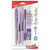 Pentel Color Shades Writing Pack - Includes; Pencil, Pens, and Erasers- Pastel Violet (BLBKALZBPV)