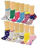 Different Touch Ayla Girls Colorful Ankle and No Show Socks, 12-Pair Packs (L, Assorted B)