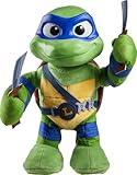 Mattel Teenage Mutant Ninja Turtles: Mutant Mayhem Leonardo Plush Toy with Action & 20+ Sounds, 11-inch Soft Doll with Vinyl Head