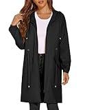 ELESOL Women Rain Jacket Waterproof Lightweight Zip Raincoat Long Rain Slicker Windbreaker Travel Rainwear