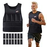 Wolliwa Adjustable Weighted Vest for Men Women,2-20 Lbs Adjustable Weights Weighted Vest with Straps Running Weight Vest Walking Strength Training Fitness,Black,14 PCS Sandbags,Each 1.27 Lbs