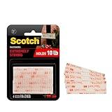 Scotch Extreme Interlocking Fasteners, 4 Strips, 1" x 3", Delivers Powerful Bond on Contact, Weather, Dirt & UV Resistant, 1 Set Holds 2 lbs., Designed with Reclosable Dual-Lock Technology (RFD7090)