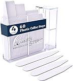 60 Plastic Collar Stays for Men's Dress Shirts - Plastic Collar Stays for Men with Collar Stay Holder