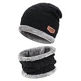 Toddler Kids Boys Girls Winter Warm Knit Beanie Hat Cap and Neck Scarf Set with Fleece Lined for 3-8 Year Old Baby Gifts