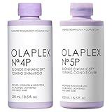 Olaplex No. 4P Blonde Enhancing Toning Shampoo, 8.5 Fl Oz + No. 5P Blonde Enhancer™ Toning Conditioner, Repairs, Hydrates, & Brightens All Blonde, Lightened, & Grey Hair