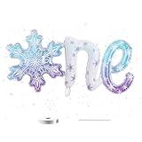 Vuzvuv 21 Inch One Letter Balloons, Snowflake Theme ONE Foil Balloons for First Anniversary,1st Birthday Party Decoration,Wedding (Blue)