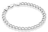 Miabella 925 Sterling Silver Italian Double Curb Link Chain Bracelet for Women Men, Charm Bracelet Made in Italy (6mm, Length 7 Inches)
