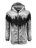 SCREENSHOTBRAND-S51006 Lightweight Hooded Water Resistant Windbreaker - Tie Dye Full Zipper Wind Rain Jacket-Grey-Small