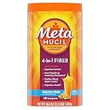 Metamucil 4-in-1 Daily Fiber Supplement, Psyllium Husk Powder for Digestive Health, Sugar-Free Fiber Supplement, Orange, Naturally Sourced Psyllium Husk Powder, 180 teaspoons