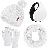 Apoway Winter Warm Set Knitted Beanie Hat Scarf Cold Weather Touchscreen Gloves Soft Ear Warmer for Men Women