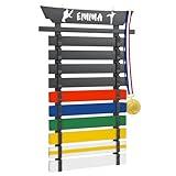 Karate Belt Display Rack Holds 10 Belts, Wood Taekwondo Belt Display No Assembly Required, Personalized Martial Arts Belt Display Holder with Stickers, Karate Gifts for Kids and Adults, Black