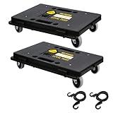 LOYAL TIGER Furniture Dolly,Moving Dolly 4 Wheels Heavy Duty,16in-11in 500lbs Capacity,Furniture Movers Dollys with Wheels,Small Flat Cart with 2 Ropes, 2 Pack, Black