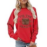 Football Mom Shirt Game Day Sweatshirt Women Football Shirts for Women Long Sleeve Oversized Sweatshirt for Women Sweatshirts For Women Trendy Clearance,Yellow Crewneck Sweatshirt(Red,Large)