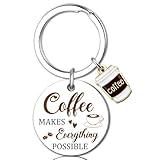 OWIGIU Coffee Lover Gifts for Women Men Coffee Keychain Accessories Barista Gifts for Women Barista Accessories Funny Keychains for Coworker Friend Birthday Christmas Gift Ideas