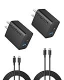 Anker iPhone 16 Charger, USB C Charger Block, 2-Pack 20W Fast Wall Charger for 16/16 Pro/Pro Max / iPad Pro and More, with 2 Pack 5 ft USB-C Cable