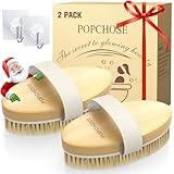 POPCHOSE Dry Brushing Body Brush, Natural Bristle Dry Skin Exfoliating Brush Body Scrub for Flawless Skin, Cellulite Treatment, Lymphatic Drainage and Blood Circulation Improvement