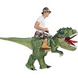 One Casa Inflatable Costume Dinosaur Riding T Rex Air Blow up Funny Party Halloween Costume for Adult